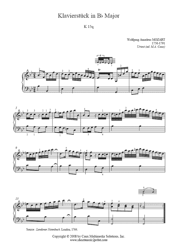 Mozart : Klavierstuck K 15q