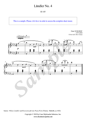 Schubert : Ländler No. 4, Op. 18, D 145