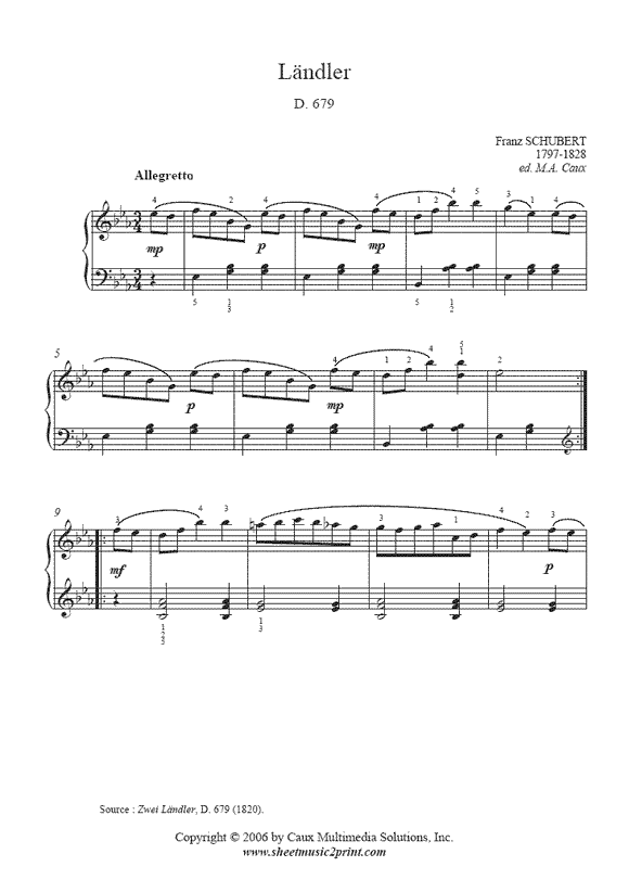 Schubert : Landler D 980b (679)