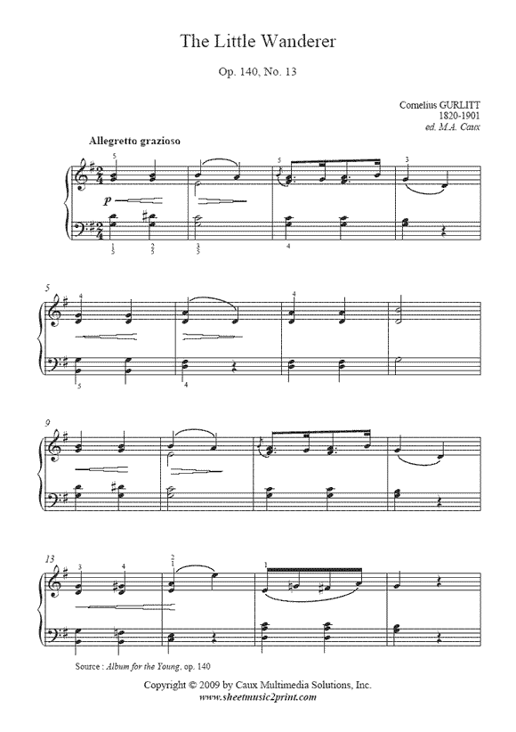 Gurlitt : Little Wanderer, Op. 140, No. 13