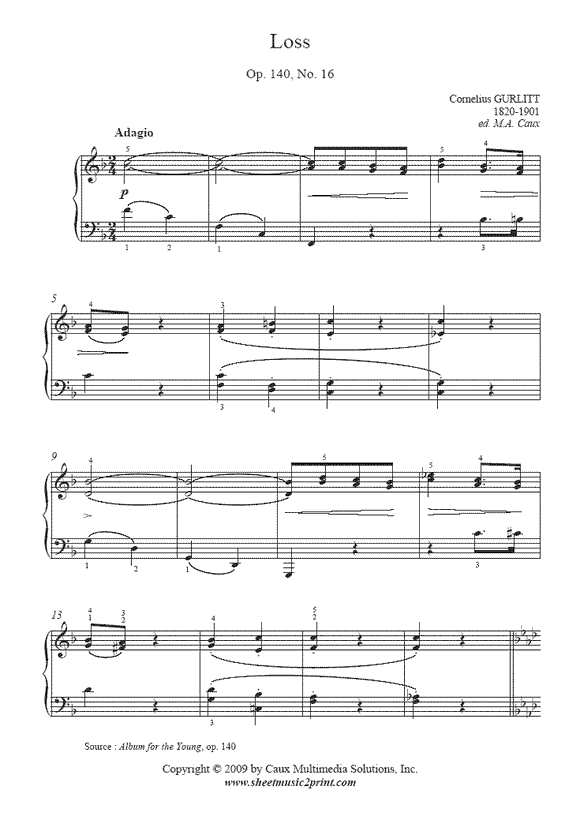 Gurlitt : Loss, Op. 140, No. 16