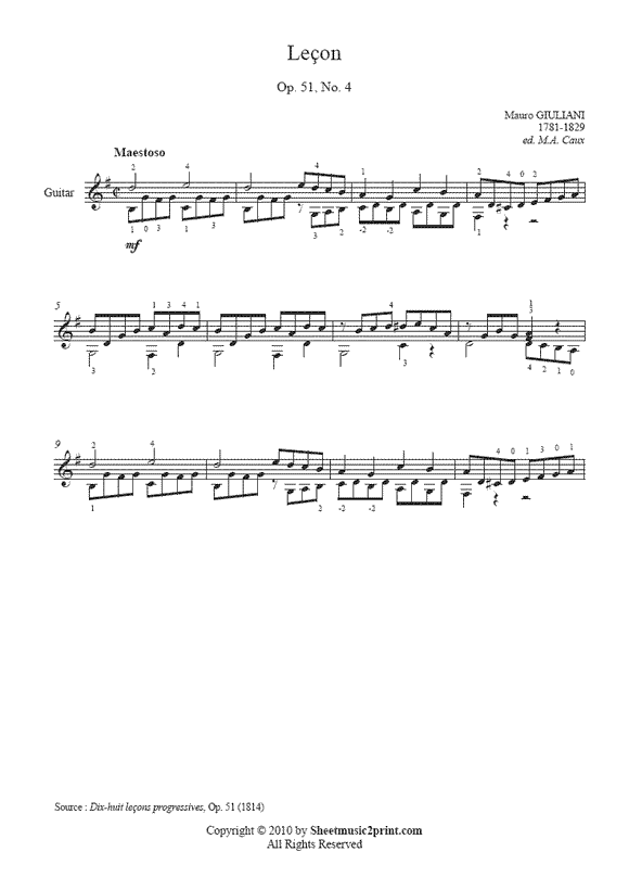 Giuliani : Maestoso Op. 51, No. 4