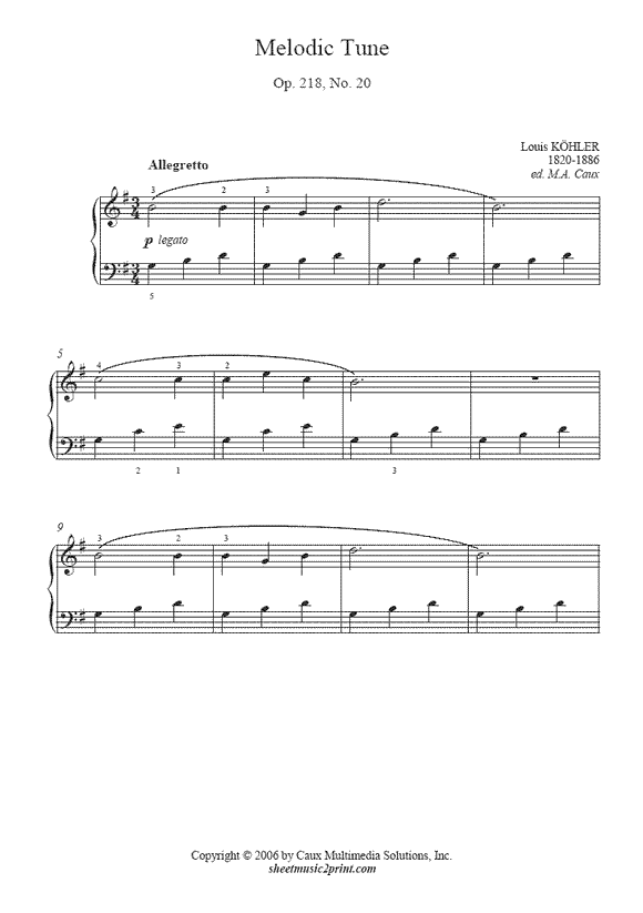 Kohler : Melodic Tune, Op. 218, No. 20