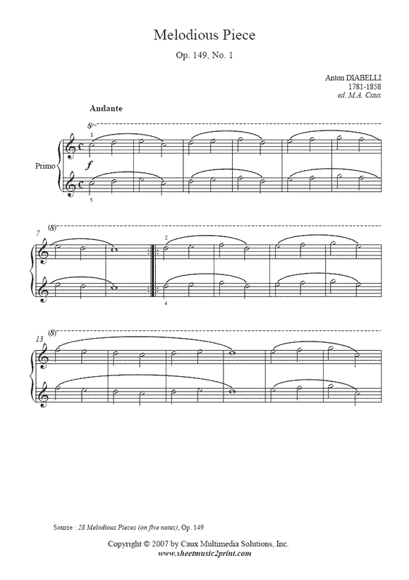 Diabelli : Melodious Piece Op. 149, No. 1
