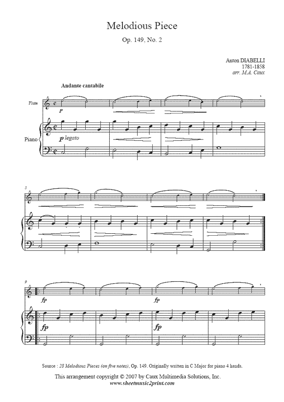 Diabelli : Melodious Piece Op. 149, No. 2 - Flute