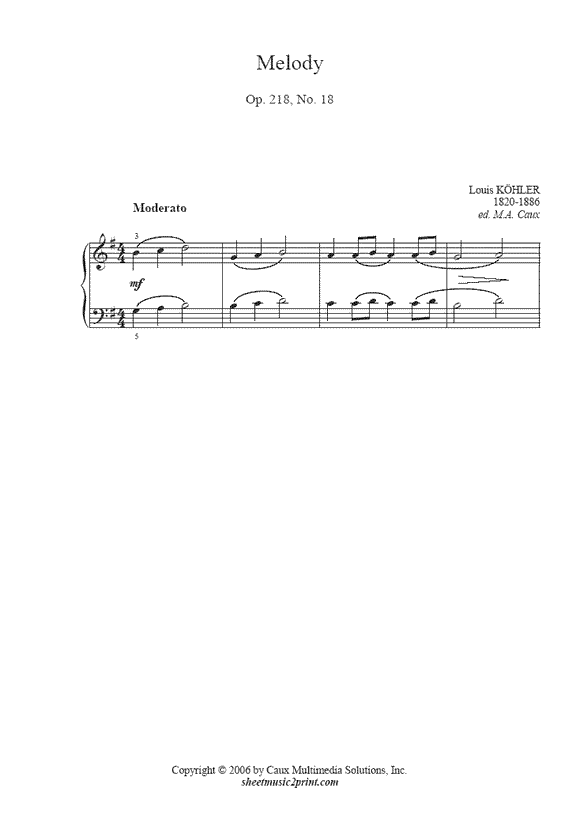 Kohler : Melody Op. 218, No. 18