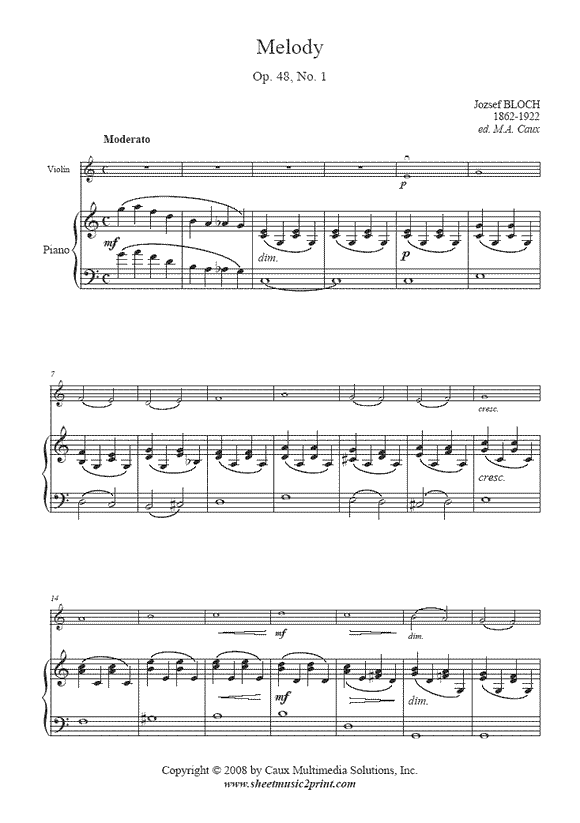Bloch : Melody Op. 48, No. 1