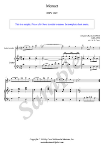 Bach : Menuet BWV 1067 - Treble Recorder