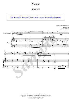 Bach : Menuet BWV 1067 - Descant Recorder