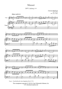 Petzold : Menuet BWV Anhang 114 for Violin