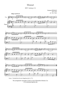 Petzold : Menuet BWV Anhang 114 - Flute