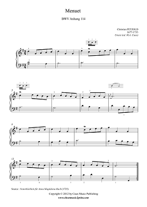 Petzold : Menuet BWV Anhang 114