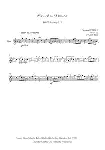 Petzold : Menuet BWV Anhang 115 - Flute