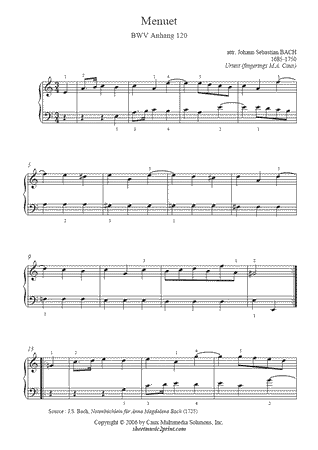 Menuet in A minor, BWV Anhang 120 -- Urtext
