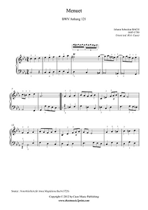 Bach : Menuet BWV Anhang 121