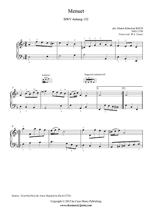 Menuet in D minor, BWV Anhang 132 -- Urtext