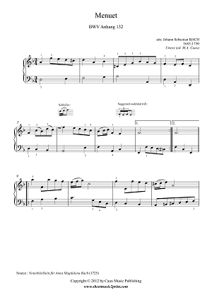 Bach : Menuet BWV Anhang 132