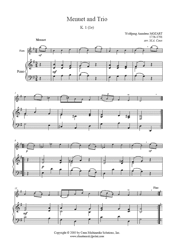 Mozart : Menuet K 1e - Flute