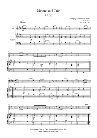 Menuet and Trio in G Major, K 1e-1f