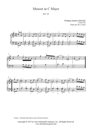 Menuett in C Major, K 1f -- Urtext