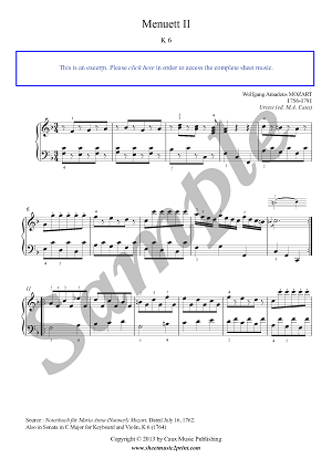 Menuet II in F Major, K 6 -- Urtext