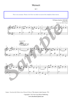 Menuett in F Major, K 2 -- Urtext