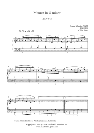Menuet in G minor, BWV 842