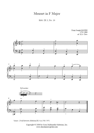 Menuet in F Major, Hob. IX:3, No. 10
