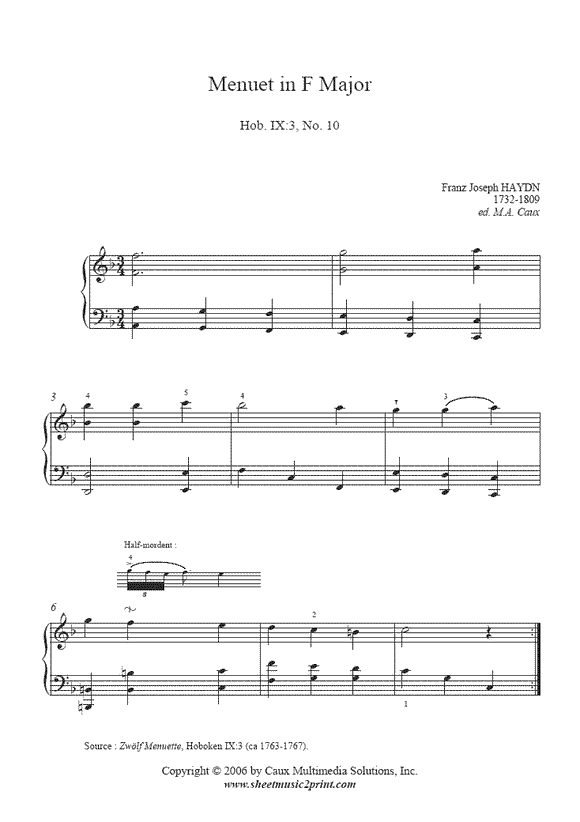 Haydn : Menuet Hob. IX:3, No. 10