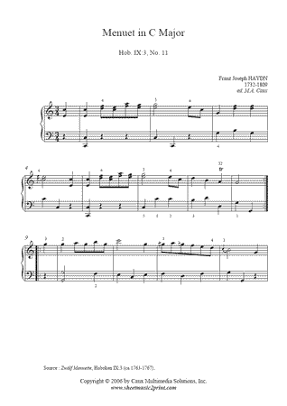 Menuet in C Major, Hob. IX:3, No. 11
