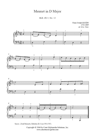 Menuet in D Major, Hob. IX:3, No. 12