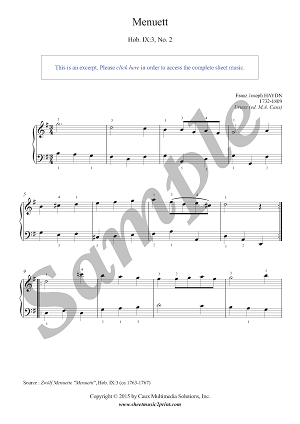 Minuet in G Major, Hob. IX:3, No. 2 -- Urtext