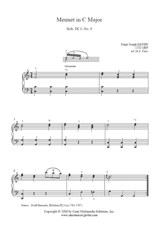 Menuet in C Major, Hob. IX:3, No. 9