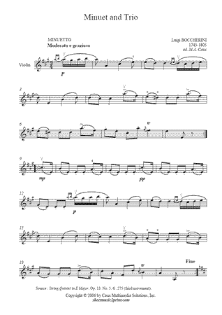 Menuet in A Major, G 275