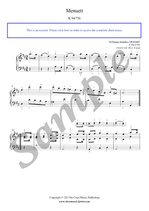 Menuett in D Major, K 94/73h -- Urtext
