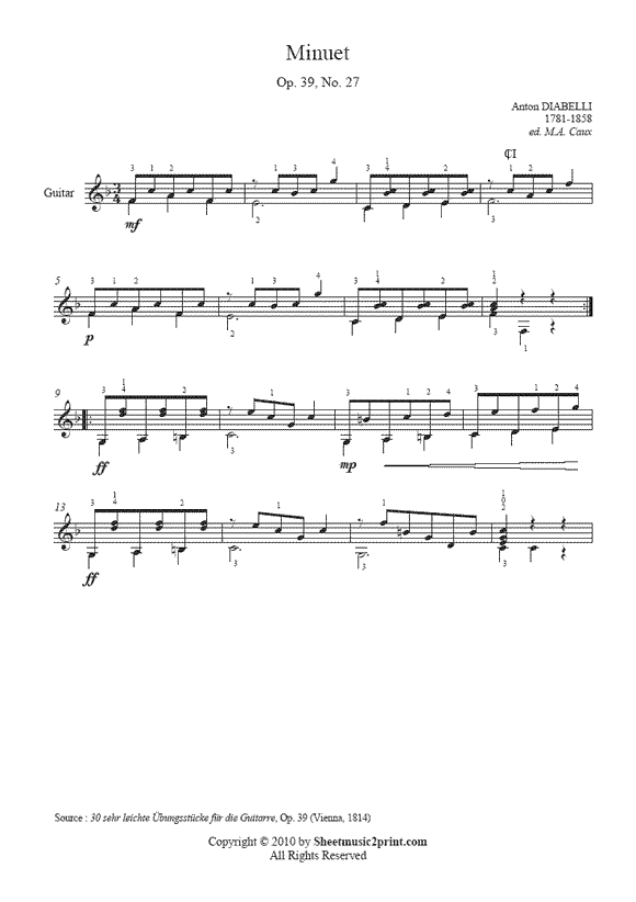 Diabelli : Minuet Op. 39, No. 27