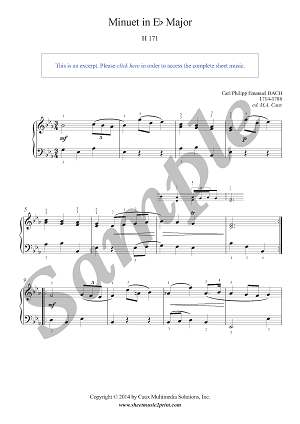 CPE Bach : Minuet in E flat Major, H 171
