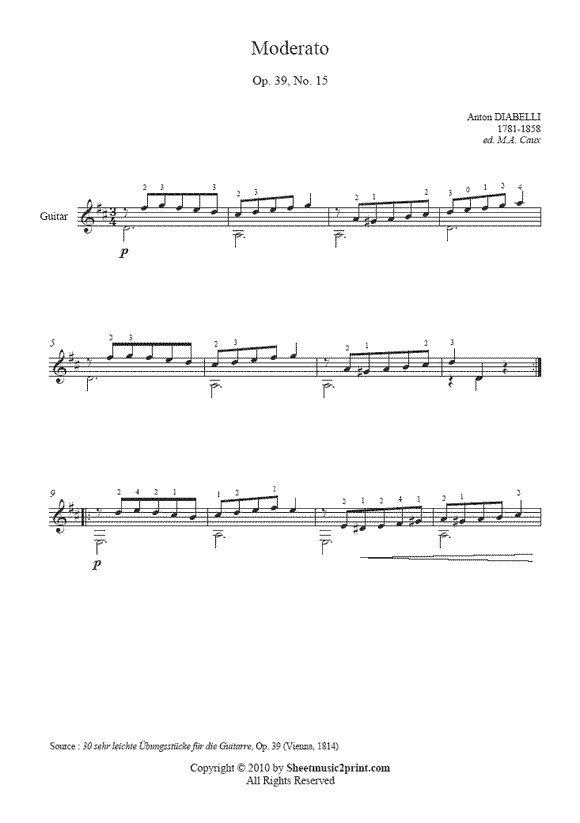 Diabelli : Moderato Op. 39, No. 15