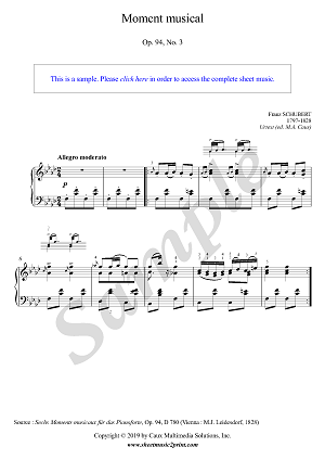 Schubert : Moment musical D 780, Op. 94, No. 3