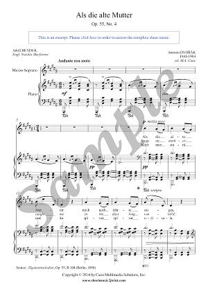 Dvorak : Als die alte Mutter, Op. 55, No. 4 - Mezzo-Soprano