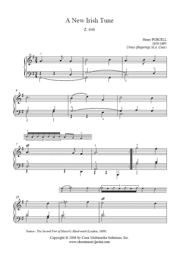 Purcell : A New Irish Tune, Z. 646