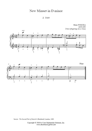 New Minuet in D minor, Z. T689 -- Urtext
