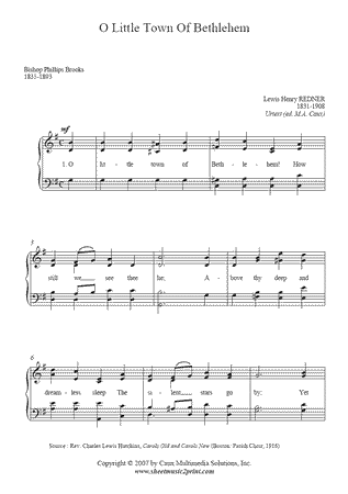 O Little Town Of Bethlehem -- Urtext