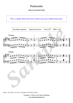 Pentascales and Root-Position Triads : D, A, F Major - E, D minor