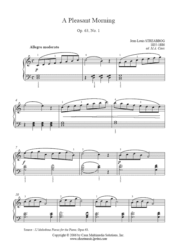 Streabbog : Pleasant Morning, Op. 63, No. 1