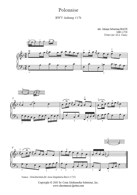Bach : Polonaise BWV Anhang 117b