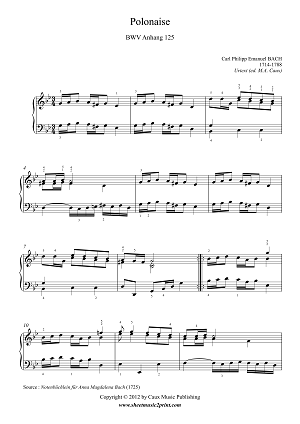 Polonaise in G minor, BWV Anhang 125 -- Urtext