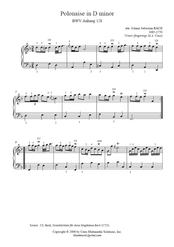 Bach : Polonaise BWV Anhang 128