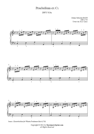 Prelude in C Major, BWV 924a -- Urtext