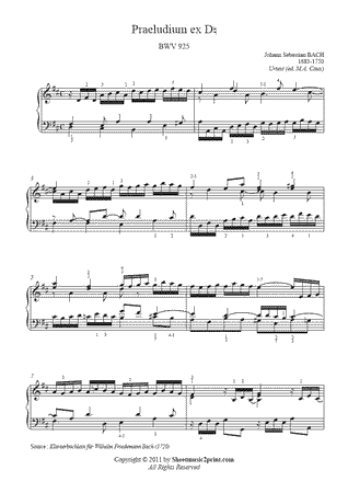 Prelude in D Major, BWV 925 -- Urtext